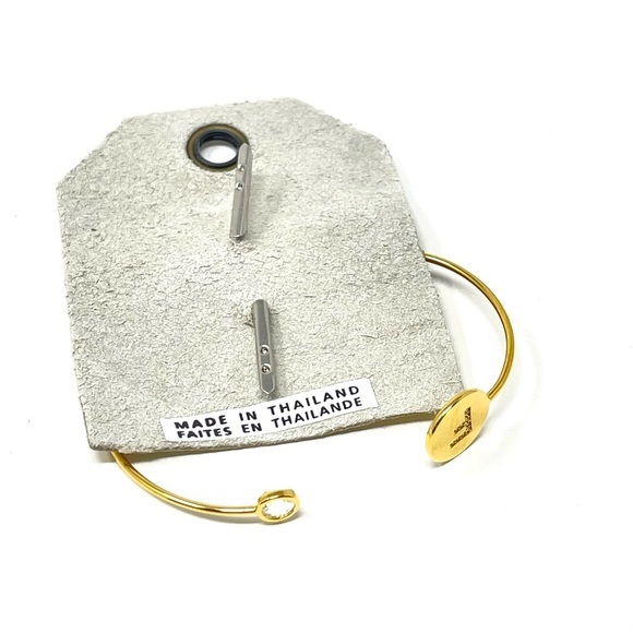 New Anthropologie Tai Open Cuff Monogram Bracelet Gold - Picture 3 of 4